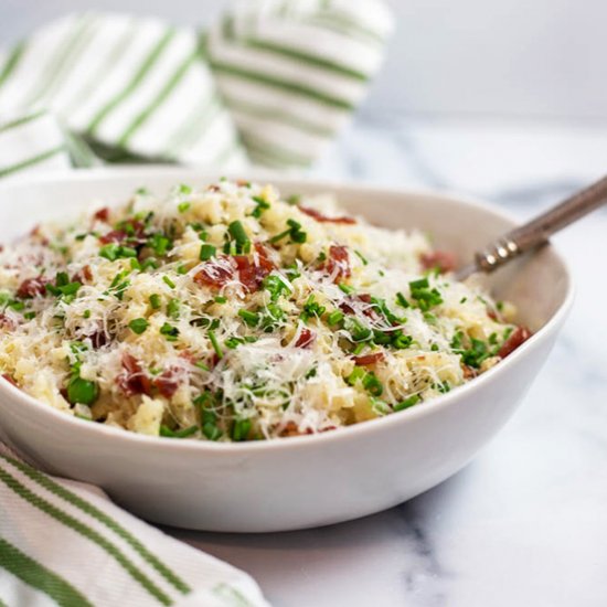 Cauliflower Rice w/ Bacon and Peas