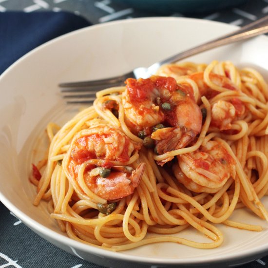 Spicy garlic shrimp pasta