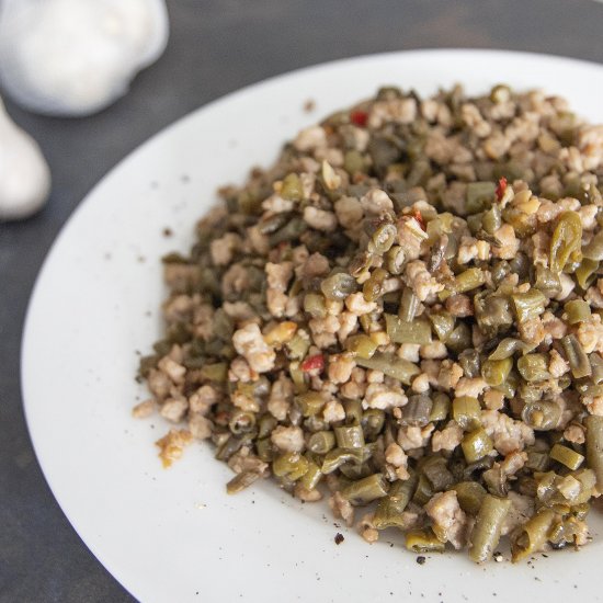 Chinese pickled long beans stir-fry