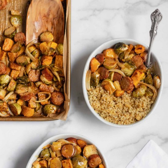 Chicken Sausage Sheet Pan dinner