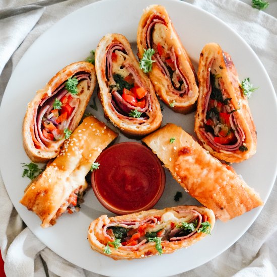 Stromboli with Spinach and Peppers