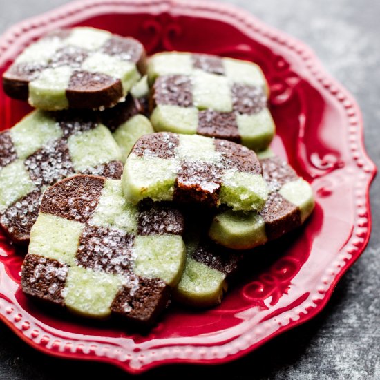 Mint Chocolate Checkerboard Cookies