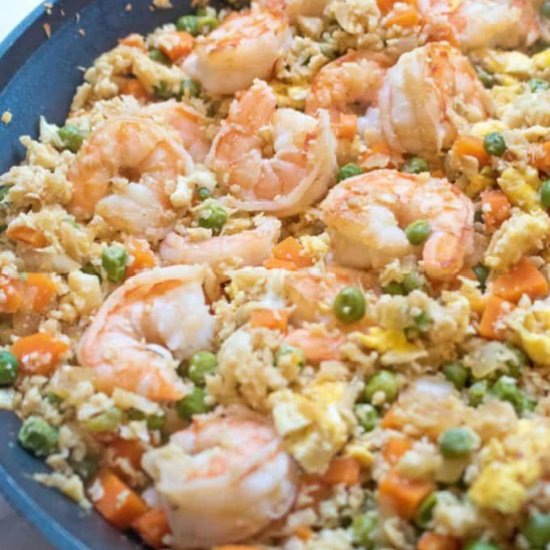 Cauliflower Shrimp Fried “Rice”