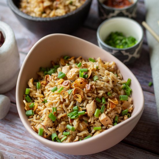 Burnt Garlic Chicken Fried Rice