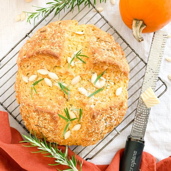 Rosemary Asiago Pumpkin Soda Bread