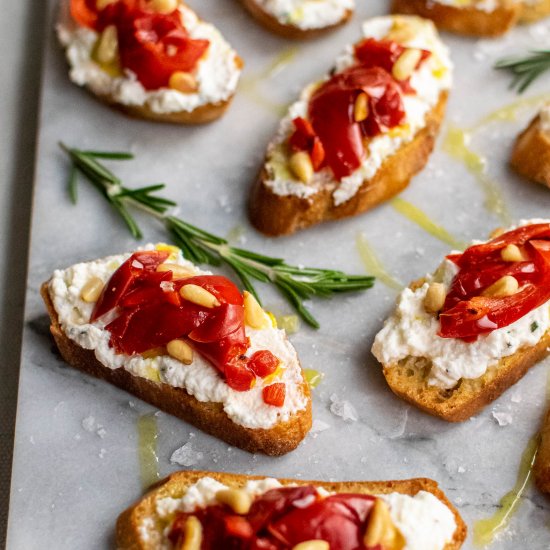 Ricotta & Roasted Pepper Crostini