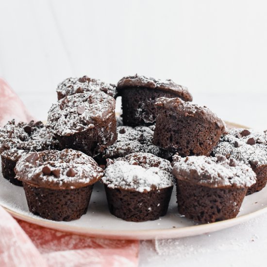 Chocolate Gingerbread Mini Muffins