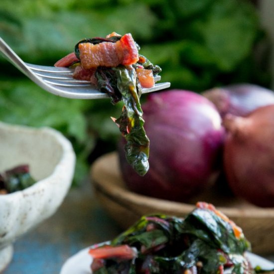 Wilted Chard with Bacon and Garlic