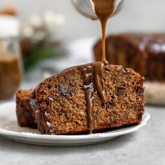 Vegan Date Cake with caramel