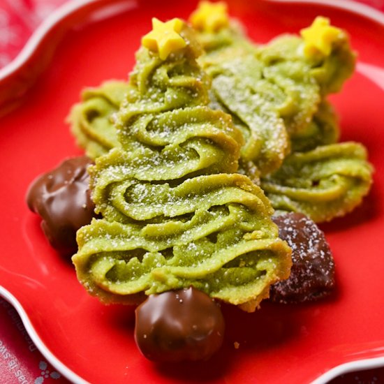 Christmas Matcha Butter Cookies