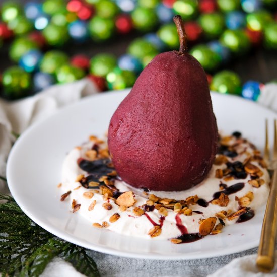 Red Wine Poached Pears