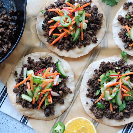 Meaty Mushroom Teriyaki Tostadas