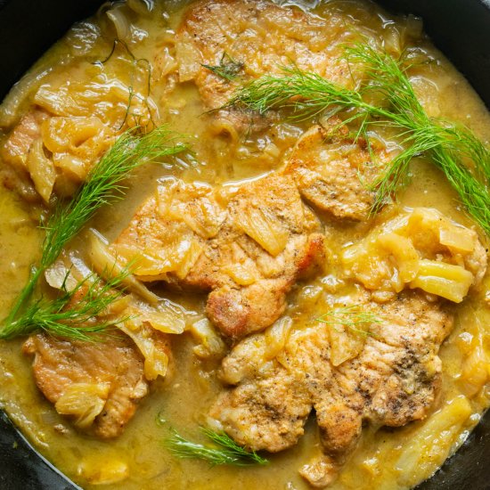 One Pan Fennel Dijon Pork Chops