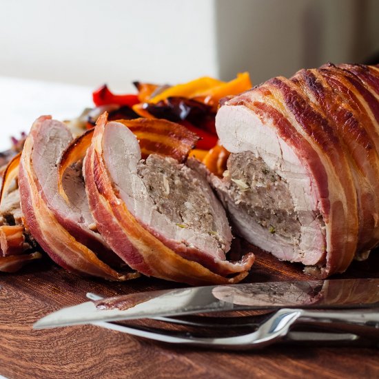 Stuffed pork tenderloin roll