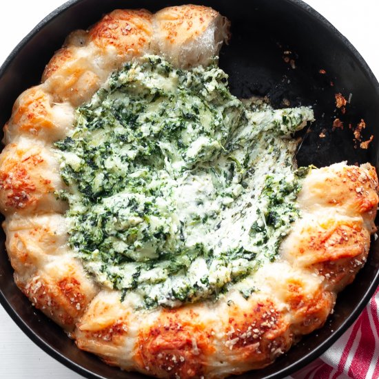 Baked Biscuit Wreath Spinach Dip