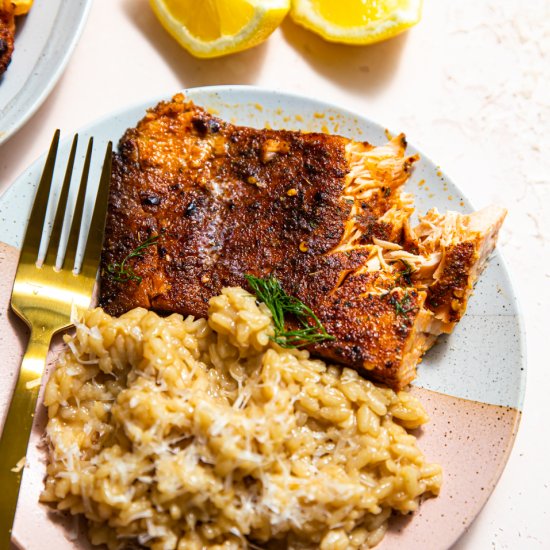 Cajun Salmon With Risotto