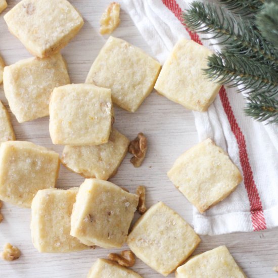 Orange Walnut Shortbread Cookies