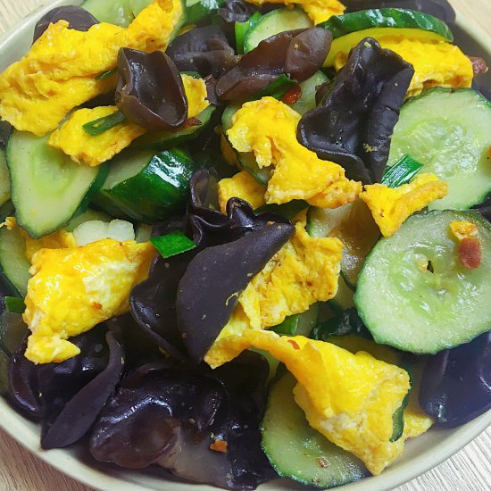 Cucumber and egg stir-fry