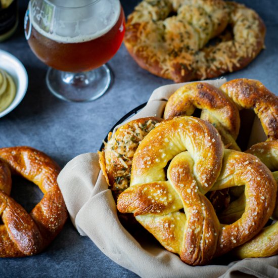 German Soft Pretzels, 4 Ways