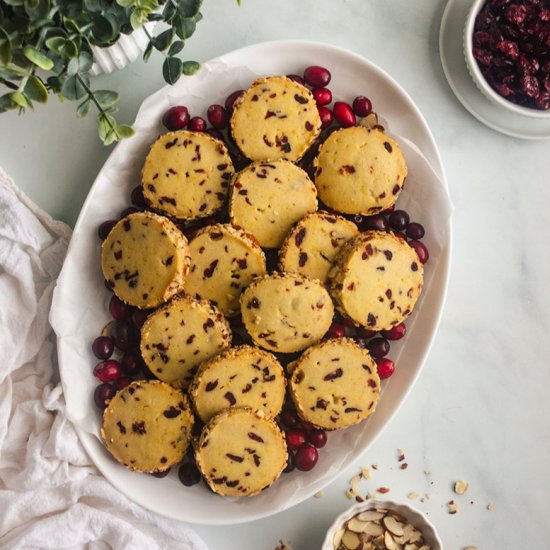 Cranberry Orange Shortbread Cookies