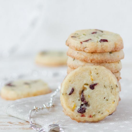 Vegan Cranberry Rosemary Shortbread