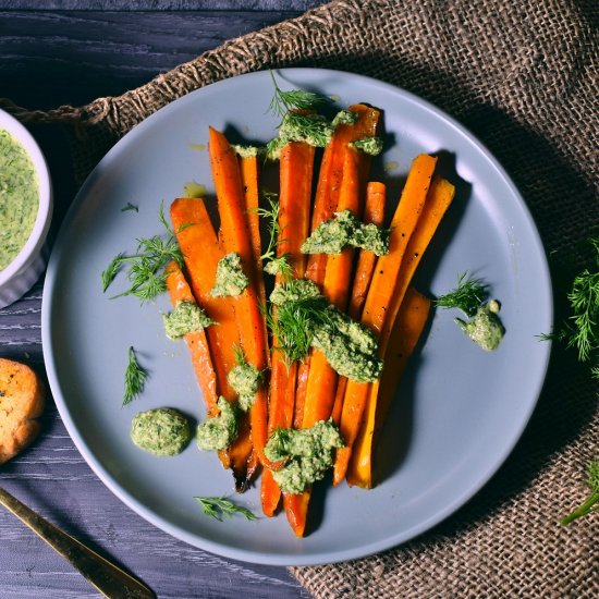 Roasted Carrots with Dill Pesto