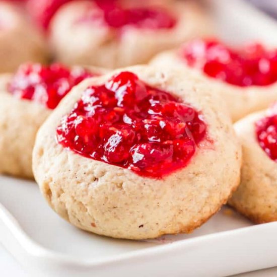 raspberry jam thumbprint cookies!