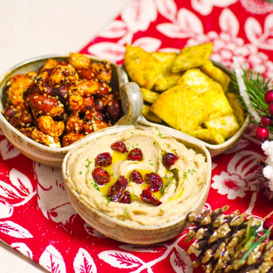 Vegan festive snack trio