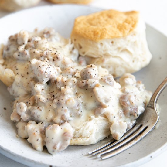 Sausage Gravy and Biscuits