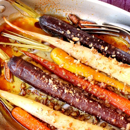 Roasted Rainbow Carrots with Maple