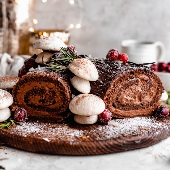 Vegan Yule Log Cake (Buche De Noel)