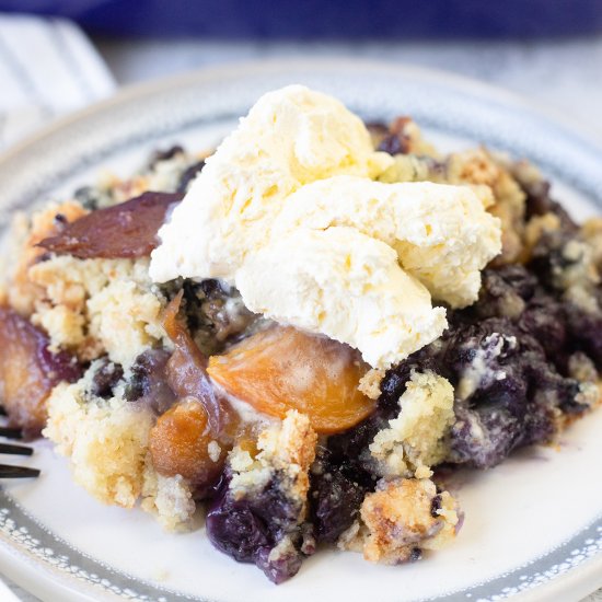 Blueberry and Peach Dump Cake