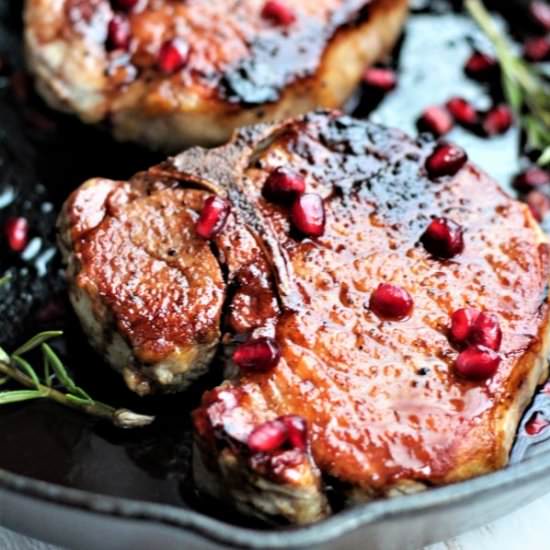 Pork Chops w/ Pomegranate Molasses