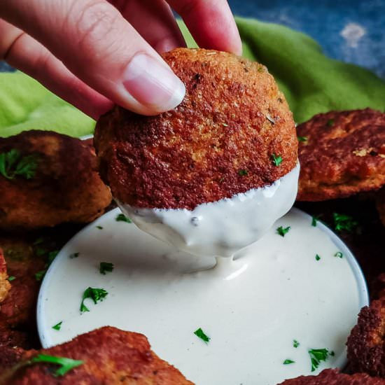 Vegan Lentil Patties & Tahini Dip