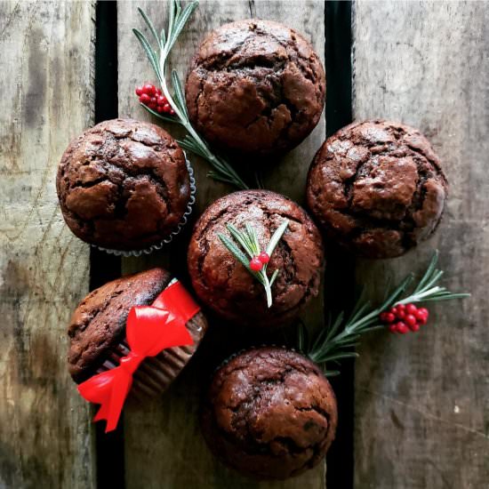 Dark Chocolate Gingerbread Muffins