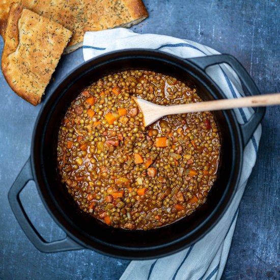 Hearty Lentil Stew with Pancetta