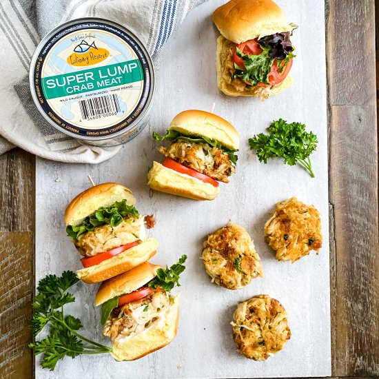 Mini BLT Crab Cake Sandwiches