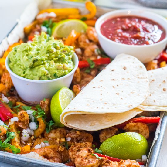 Blackened Shrimp Sheet Pan Fajitas