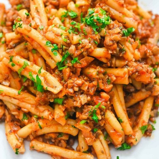 Mushroom Bolognese Pasta