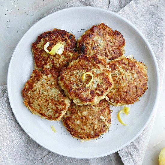 Lemon Dill Kohlrabi Fritters