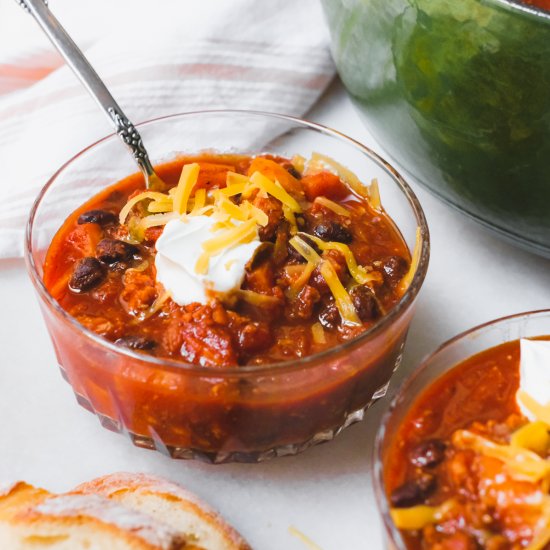 One Pot Sweet Potato Turkey Chili