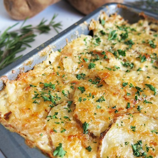 Onion and Bacon Potatoes Au Gratin