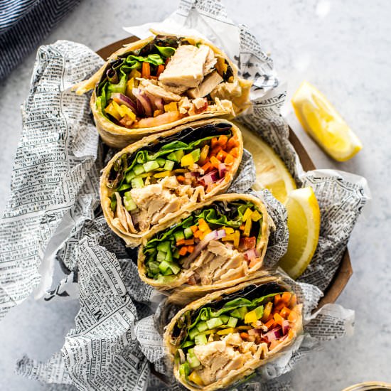 tuna veggie wraps + hummus