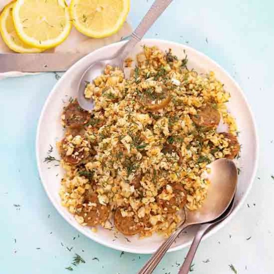 Vegan Cauliflower Rice and Sausage