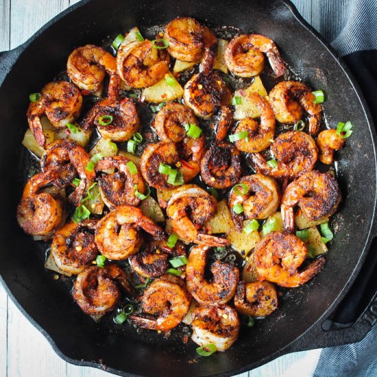 Blackened Shrimp & Pineapple Glaze