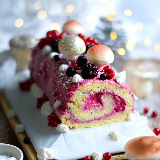 Vegan Mixed Berries Yule Log