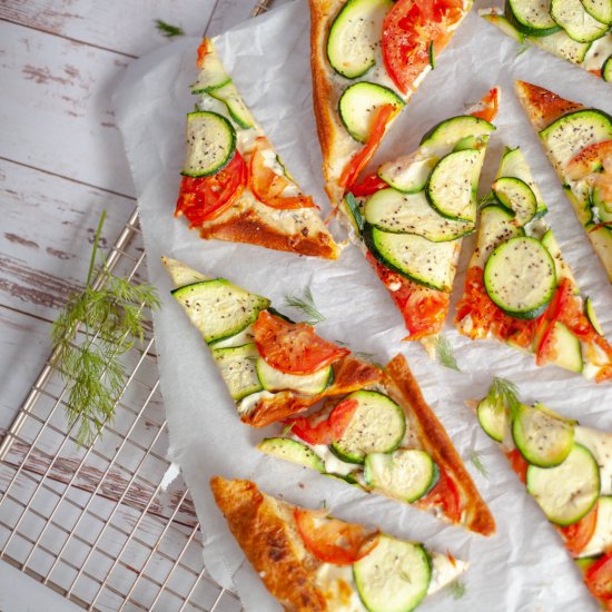 Cheesy Zucchini Tomato Flatbread