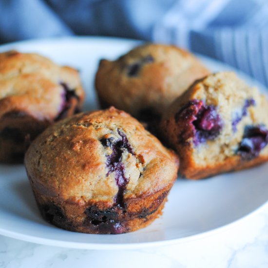 Whole Wheat Lemon Blueberry Muffins