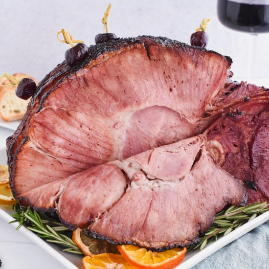 Bourbon-Cherry Glazed Ham