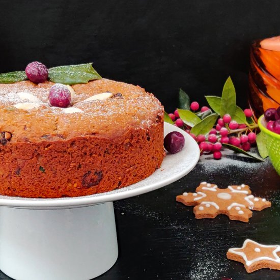 Eggless Christmas Fruit Cake